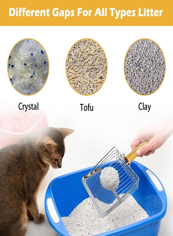 MUYG Stainless Steel Cat Litter Scoop,Cat Litter Scooper with Solid Wooden Handle,Kitty Metal Scooper & Speed Sifter Deep Shovel Scoop Filter,Kitten Pooper Lifter for Litter Box - Image 5